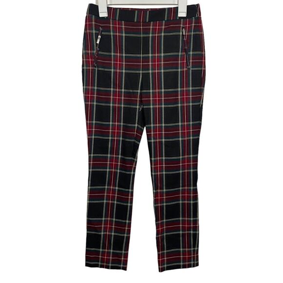 Zara Basic Plaid Tapered Leg Casual Skinny Trousers - Picture 1 of 5